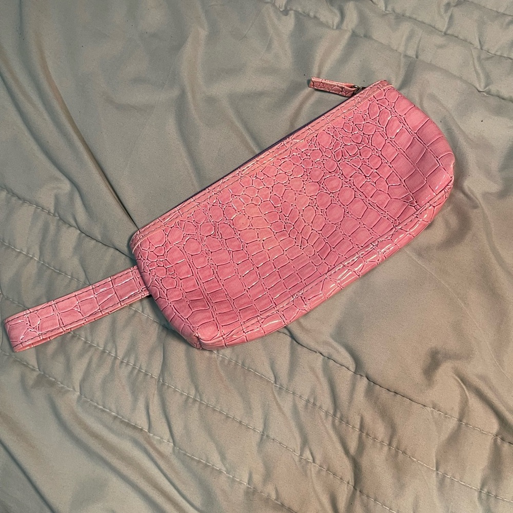 Purple Crocodile-Embossed Clutch
